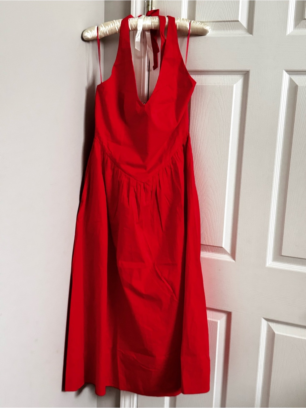 Old Navy Vibrant Red V-Neck Midi Dress